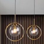 Kitchen Island Light - 2 Glass balls ringed