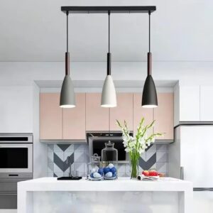 Kitchen Island Light - 3 white black and white torch lamps