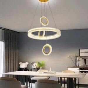 Led Chandelier - 3 small golden Rings and big core ring